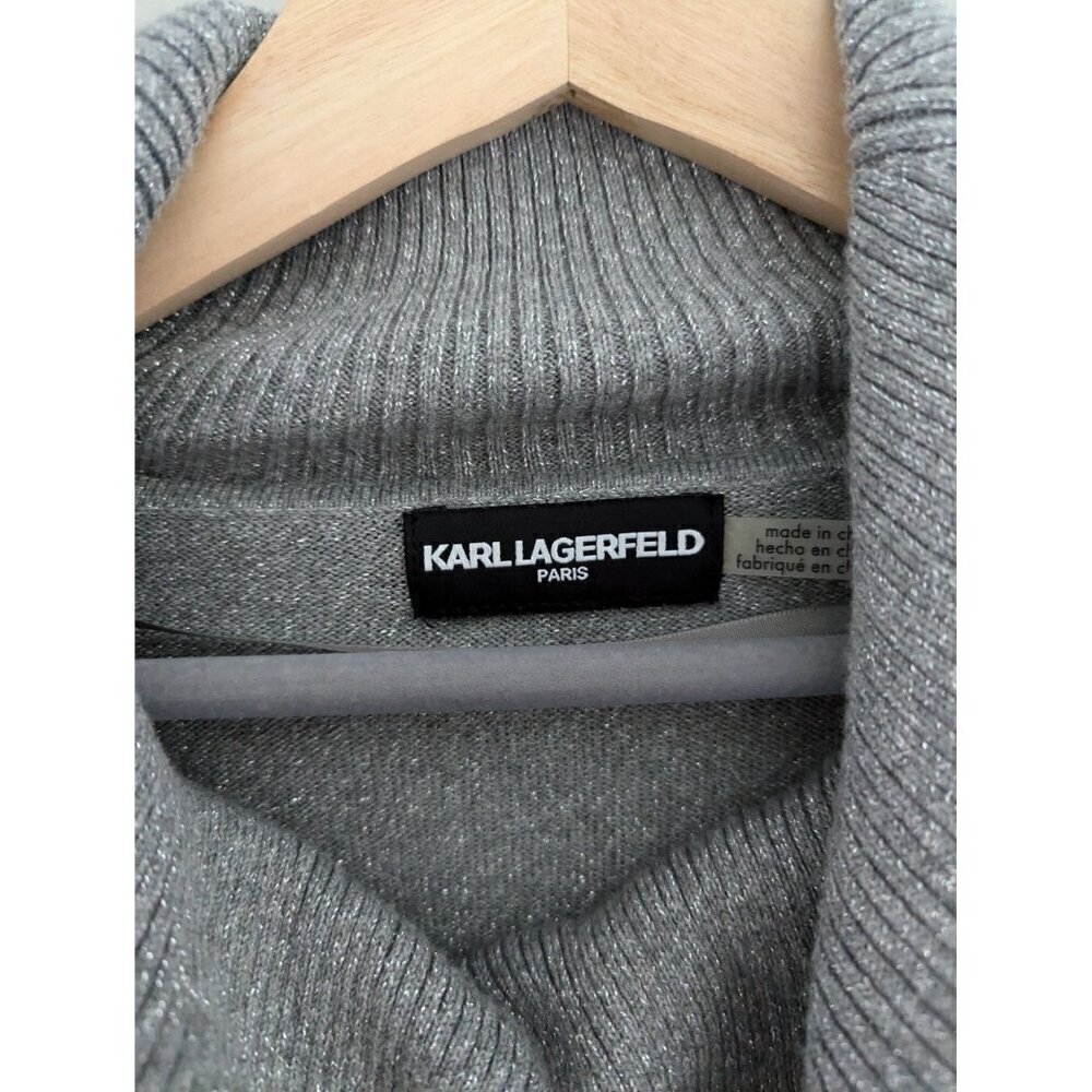 Karl Lagerfeld Paris Cowl Neck Pullover Metallic Sweater Size M - Picture 6 of 8